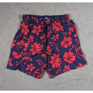 Croft & Barrow Shorts Men's Swim Trunks Size MED Red and Blue Floral print